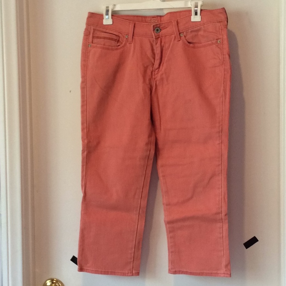 Salmon Pink Slight Curve Cropped Jeans